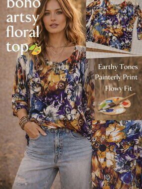 Multicolor Floral Boho Top Joseph A Petite PM
